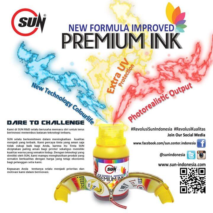 Tinta SUN PREMIUM INK NEW FORMULA IMPROVED 100 ml (EPSON) || SUN INDONESIA