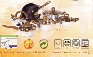 Panci Set Vicenza v-812, CookWare Vicenza v-812 Set (Harga yg tercantum merupakan har