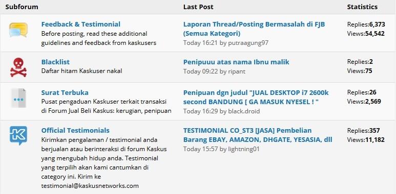 Info Pemindahan Kategori Feedback &amp; Testimonial FJB KASKUS