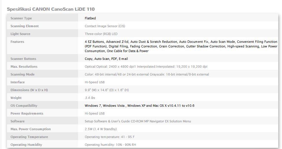 Canon CanoScan LiDE 110