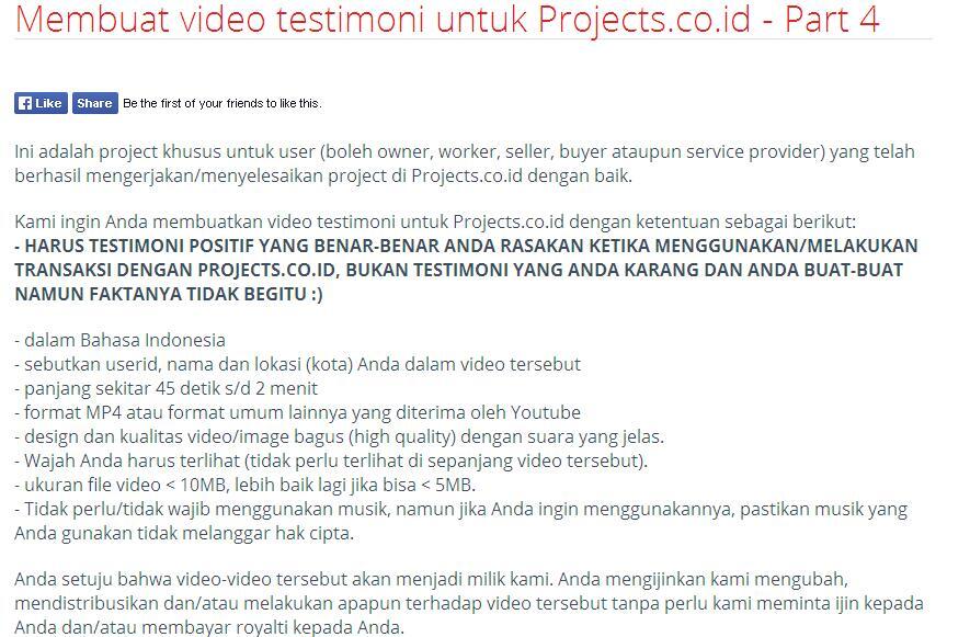 &#91;LOWONGAN FREELANCE&#93; Membuat video testimoni untuk Projects.co.id - Part 3