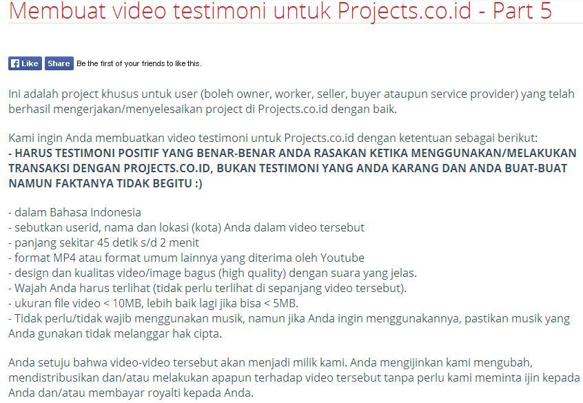 &#91;LOWONGAN FREELANCE&#93; Membuat video testimoni untuk Projects.co.id - Part 3