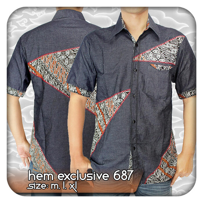 Model Baju Batik - Hem Batik Denim Exclusive 687 - 689