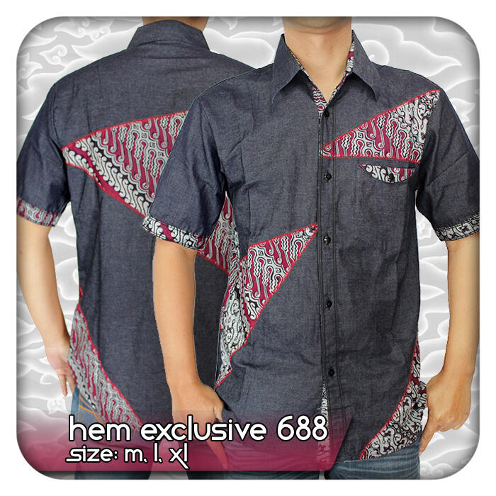 Model Baju Batik - Hem Batik Denim Exclusive 687 - 689