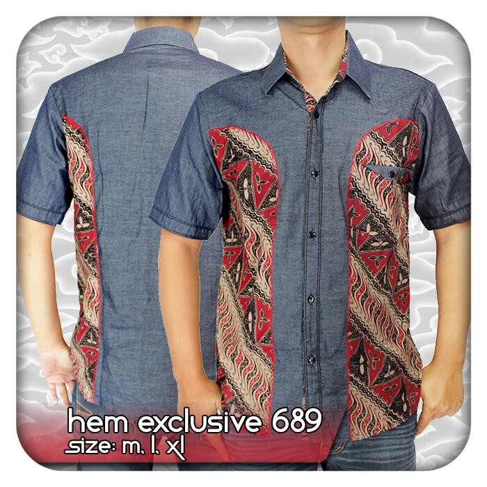 Model Baju Batik - Hem Batik Denim Exclusive 687 - 689