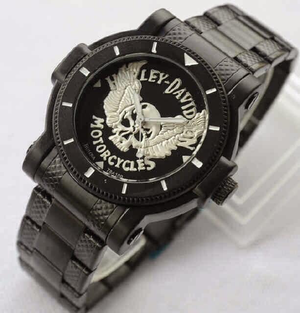 Harley Davidson Bulova Skull Black Stainless