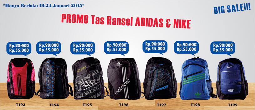 Promo Tas sport, sports Ransel, Backpack, Nike & Adidas