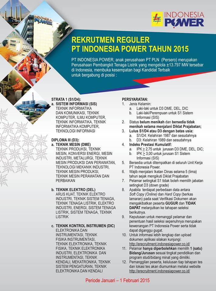 Rekrutmen PT. Indonesia Power 2015