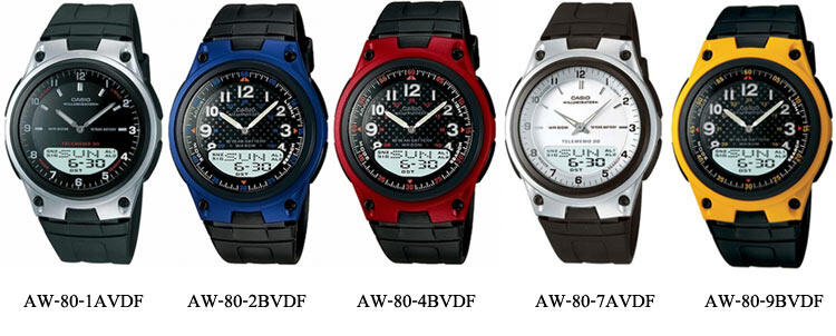 Jam Tangan Dual Time Dilengkapi 30 Telememo Casio AW-80 Original