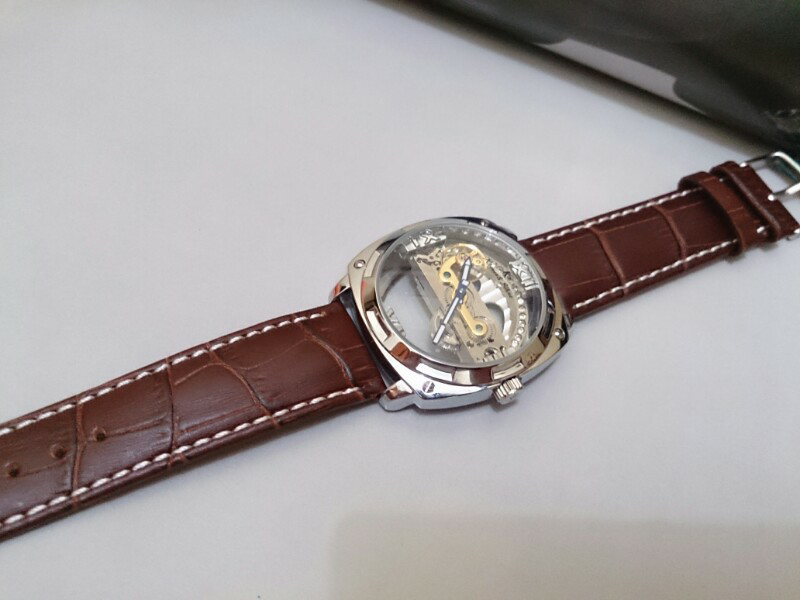 Jam Tangan Pria Kronen&Sohne Royal Carving Silver Brown Strap