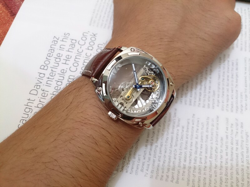 Jam Tangan Pria Kronen&Sohne Royal Carving Silver Brown Strap