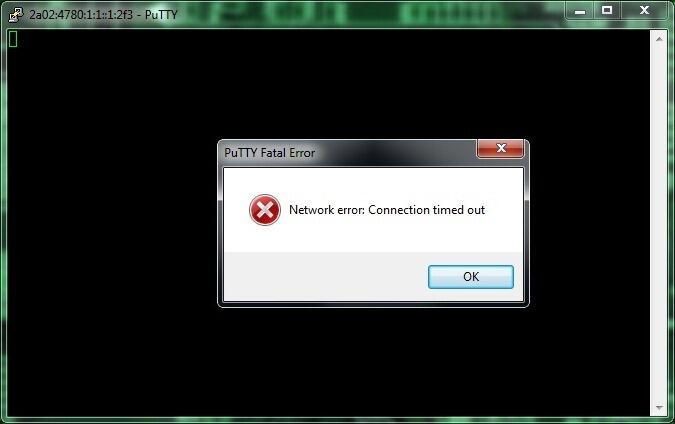Putty ошибка подключения