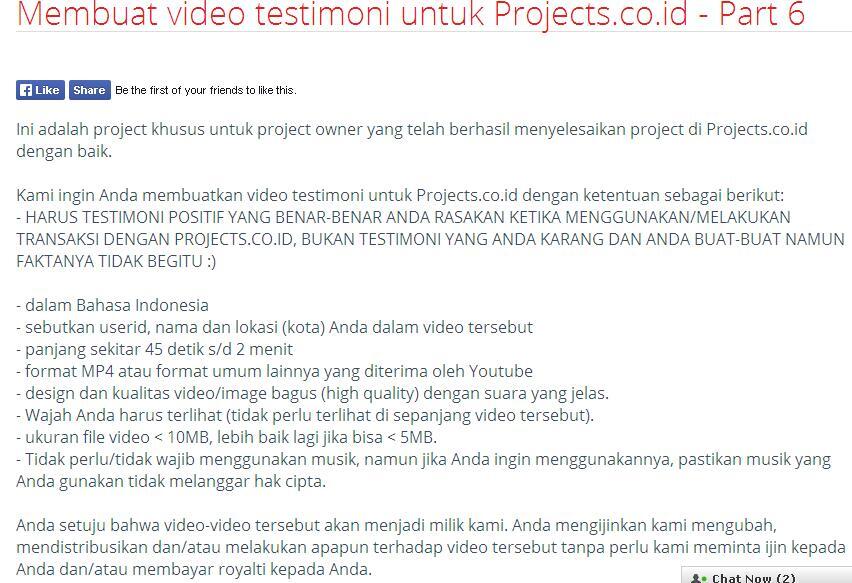 &#91;LOWONGAN FREELANCE&#93; Membuat video testimoni untuk Projects.co.id -Part 6