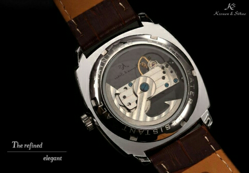 Jam Tangan Pria Kronen&Sohne Royal Carving Silver Brown Strap