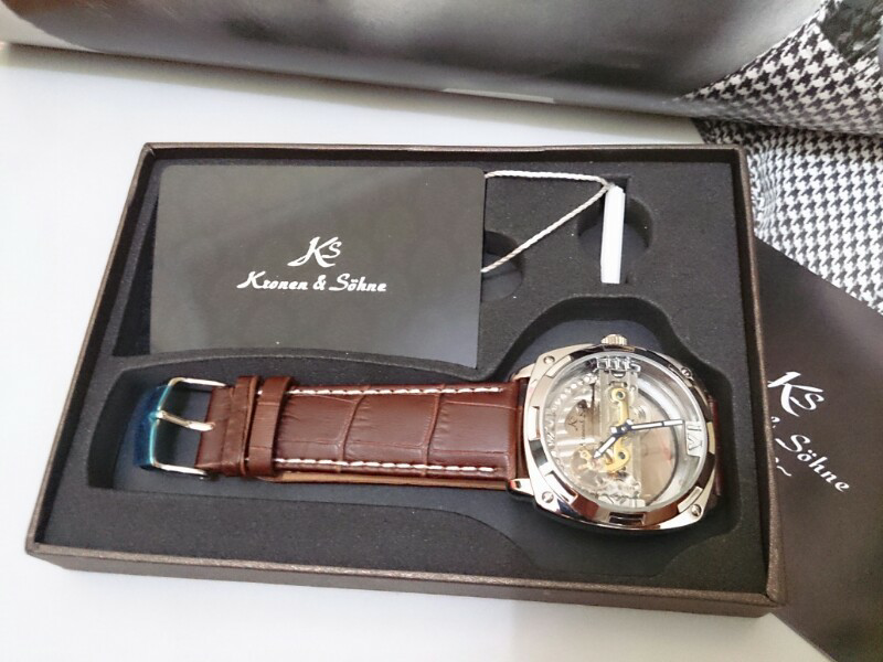Jam Tangan Pria Kronen&Sohne Royal Carving Silver Brown Strap
