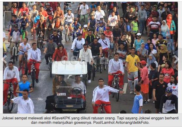 Jokowi Gowes Sepeda dan Bablas aja lewat Gedung KPK 