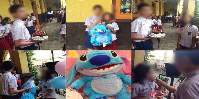 Heboh foto anak SMP nyatakan cinta pada siswi SD pakai kue &amp; boneka