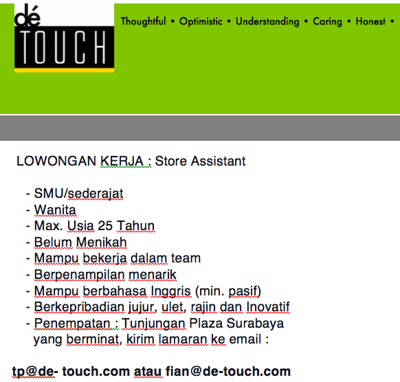 Store Assistant Surabaya