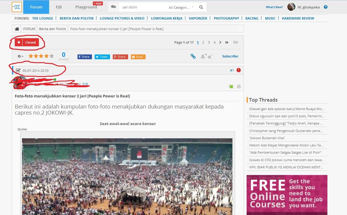 Thread-Thread tentang kehebatan Jokowi saat Pilpres Thn lalu ini di closed