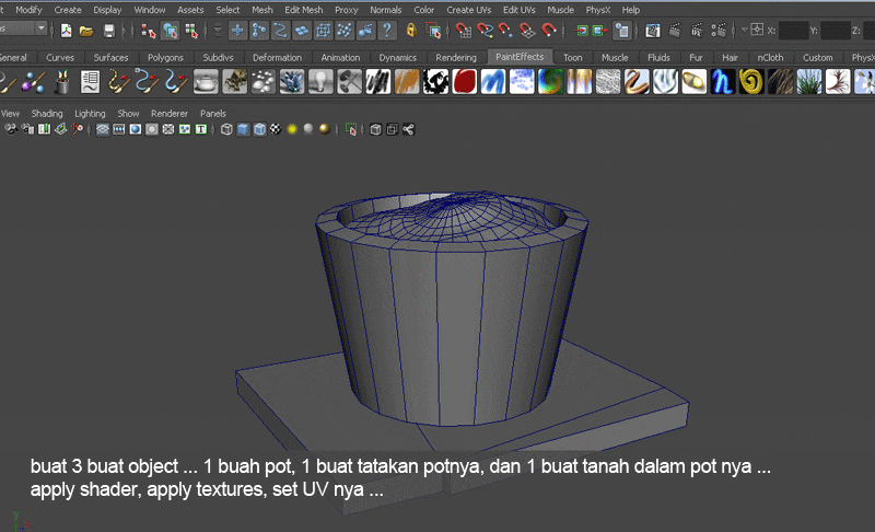 Maya nya gan ... basic Paint Effects, gampang gila, keren pula ...