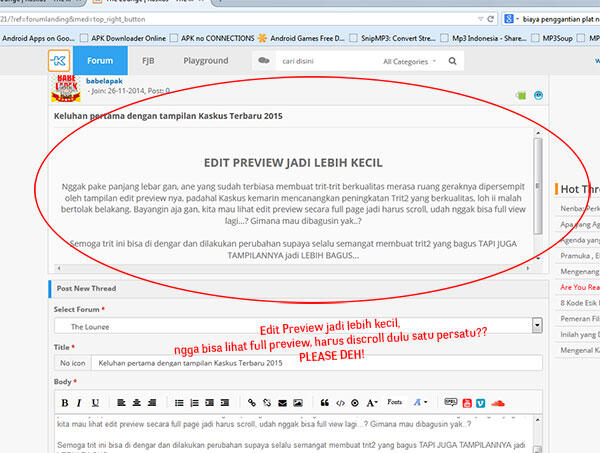 Keluhan pertama dengan tampilan Kaskus Terbaru 2015