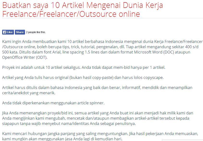 &#91;LOWONGAN FREELANCE&#93; Buatkan saya 10 Artikel Mengenai Dunia Kerja 