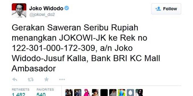 @jokowi_do2 Bukan Akun Resmi, Kok Dulu Dipakai Buat Nyari Sumbangan Kampanye?