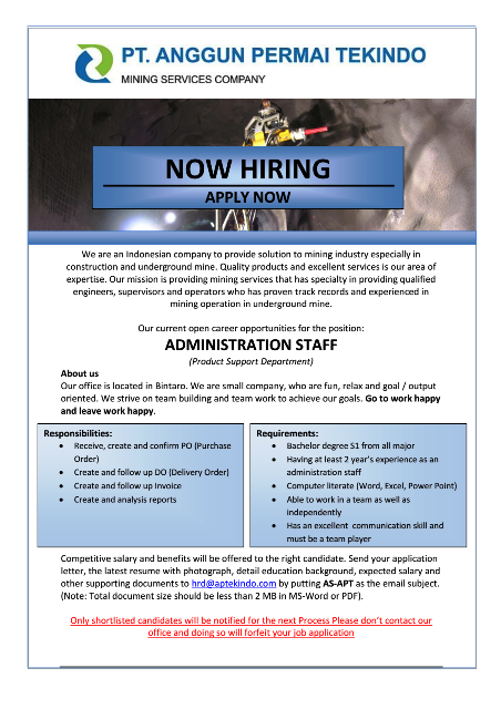 Lowongan Administration Staff