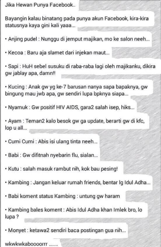 Seandainya hewan punya FB