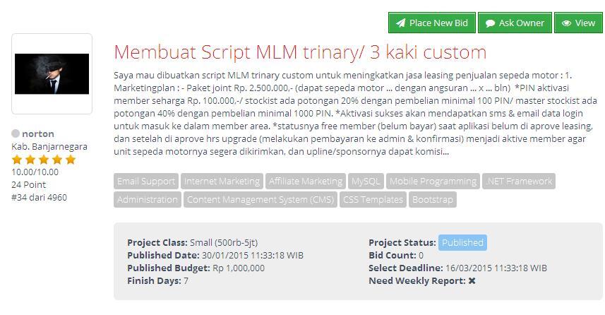 &#91;LOWONGAN FREELANCE&#93; Membuat Script MLM trinary/ 3 kaki custom 