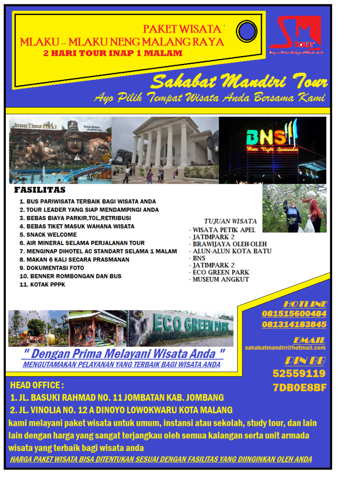 BIRO PARIWISATA "SAHABAT MANDIRI TOUR" SIAP MELAYANI TOUR NUSANTARA