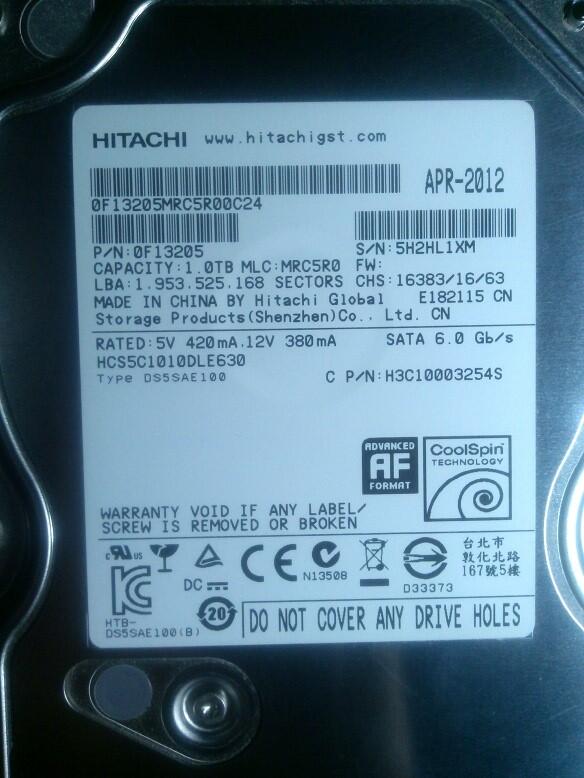 RMA Hardisk Hitachi 1 TB