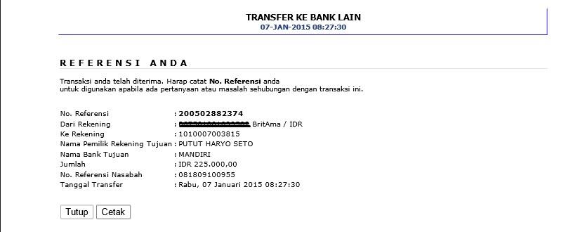 Surat Terbuka Buat Pemegang Bank Rek Mandiri 1010007003815 a/n PUTUT HARYO SETO