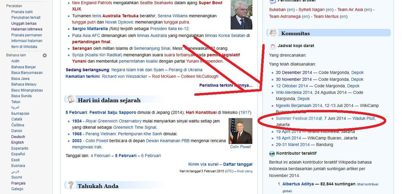 Sebuah Link Trit Kaskus Tercantum di Halaman Utama Wikipedia Gan