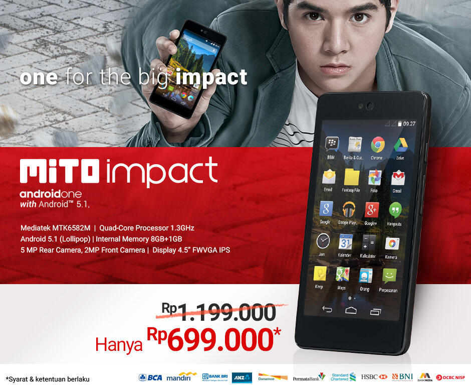 Android ONE MITO Impact diskon Rp 500.000