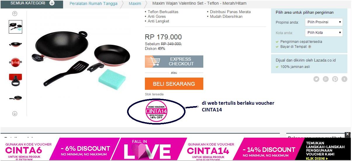 Voucher CINTA14 Lazada Tidak Bisa Digunakan