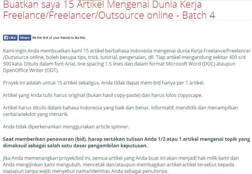 &#91;LOWONGAN FREELANCE&#93; Buatkan saya 15 Artikel Mengenai Dunia Kerja batch 4