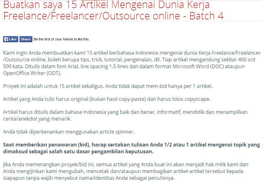 &#91;LOWONGAN FREELANCE&#93; Buatkan saya 15 Artikel Mengenai Dunia Kerja batch 4