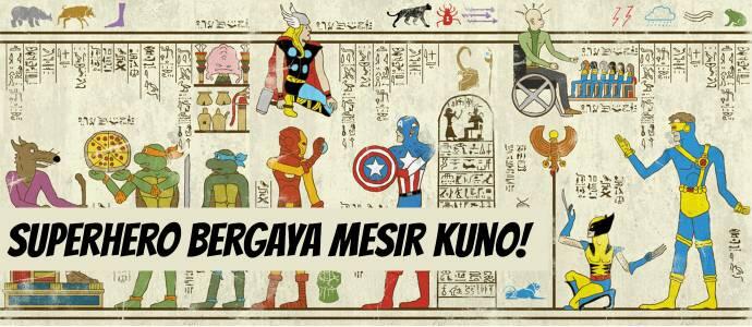 7 Wujud Superhero yang Digambar dengan Gaya Mesir Kuno