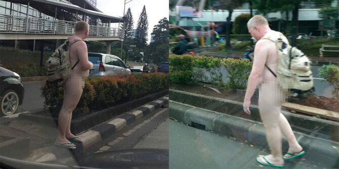 &#91;FOTO HOT&#93; WNA Berkeliaran Tanpa Busana di Jalan HR Rasuna Said