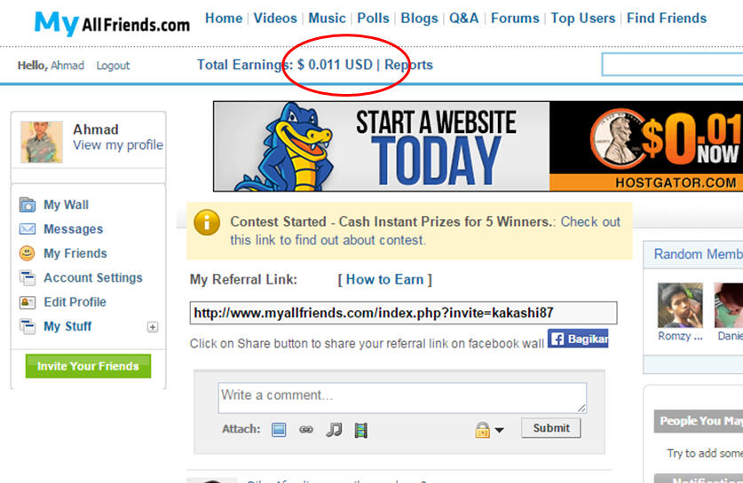 Ane coba berburu dollar di MyAllFriends