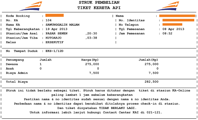 Terjual KUSUMA TICKETING  Reservasi Tiket Kereta Api 