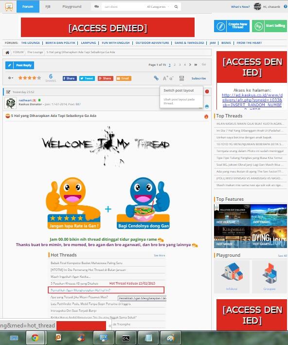 Tampilan Kaskus jika dibuka di Jaringan WiFi Tempat ane --&amp;gt; Full Iklan
