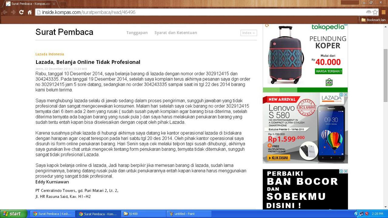 keluh kesah P.O ONEPLUS ONE LAZADA
