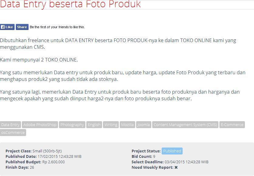 &#91;LOWONGAN FREELANCE&#93; Data Entry beserta Foto Produk