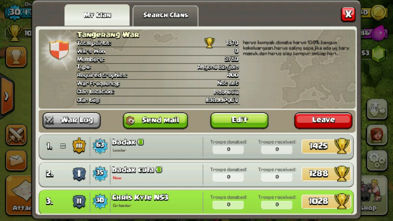 Main Clash of Clans regional Tangerang???Joint Clan ane yuk