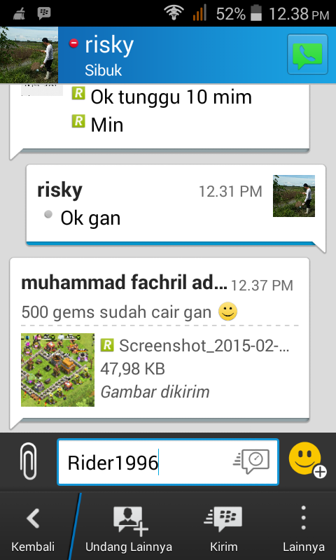 testimoni penjual id dan gems clash of clans rider1996