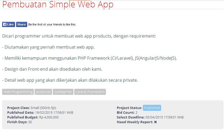 &#91;LOWONGAN FREELANCE&#93; Pembuatan Simple Web App