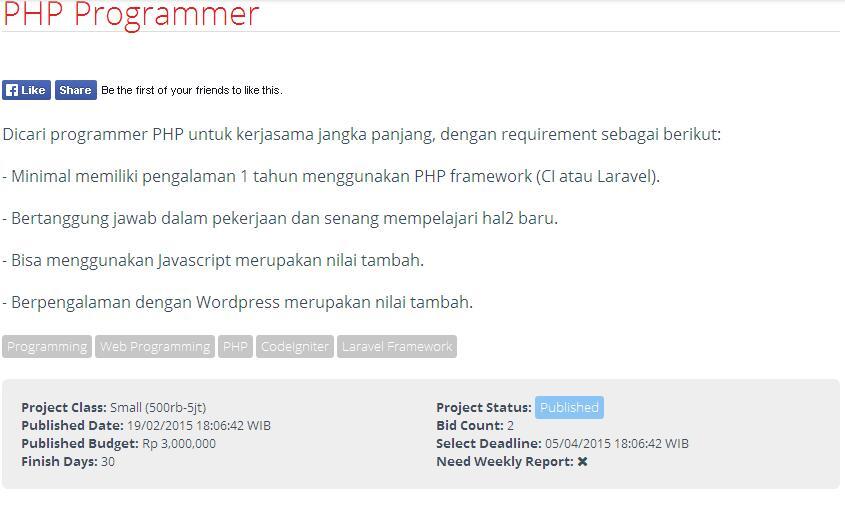 &#91;LOWONGAN FREELANCE&#93; PHP Programmer