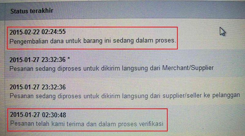 LAZADA Marketplace ABAL2, Membatalkan pesanan setelah 26 hari menerima pembayaran